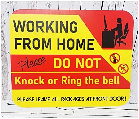 עובד מהבית שלט | אנא אל תפיל או צלצול בפעמון דלת או להפריע, השאירו חבילות ומשלוחים בדלת הכניסה PVC שלט